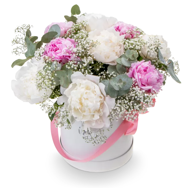 Box with peonies